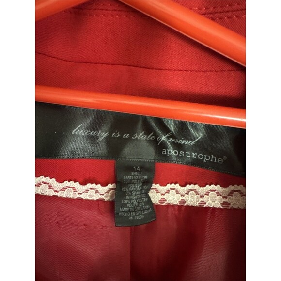 Apostrophe Women’s Red Blazer Size 14 - Picture 11 of 11